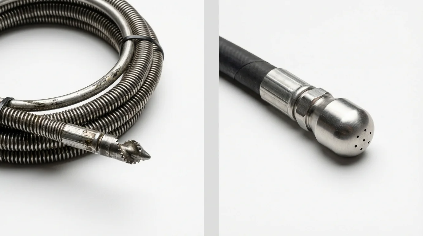 Drain snake cable and hydro jetting nozzle used for drain cleaning in Keyser, WV