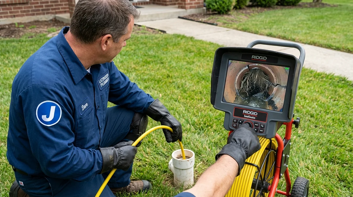 Sewer camera inspection being performed by Johns Plumbing LLC in Keyser