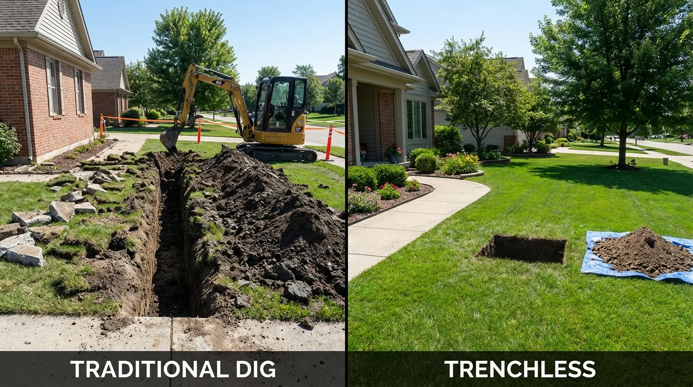 Trenchless sewer repair with minimal yard damage versus traditional excavation in Keyser, WV
